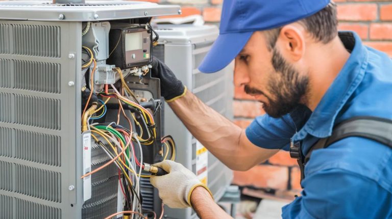 AC Replacement Tips for Sudbury Homeowners 1 ac technicain working on ac system fixes
